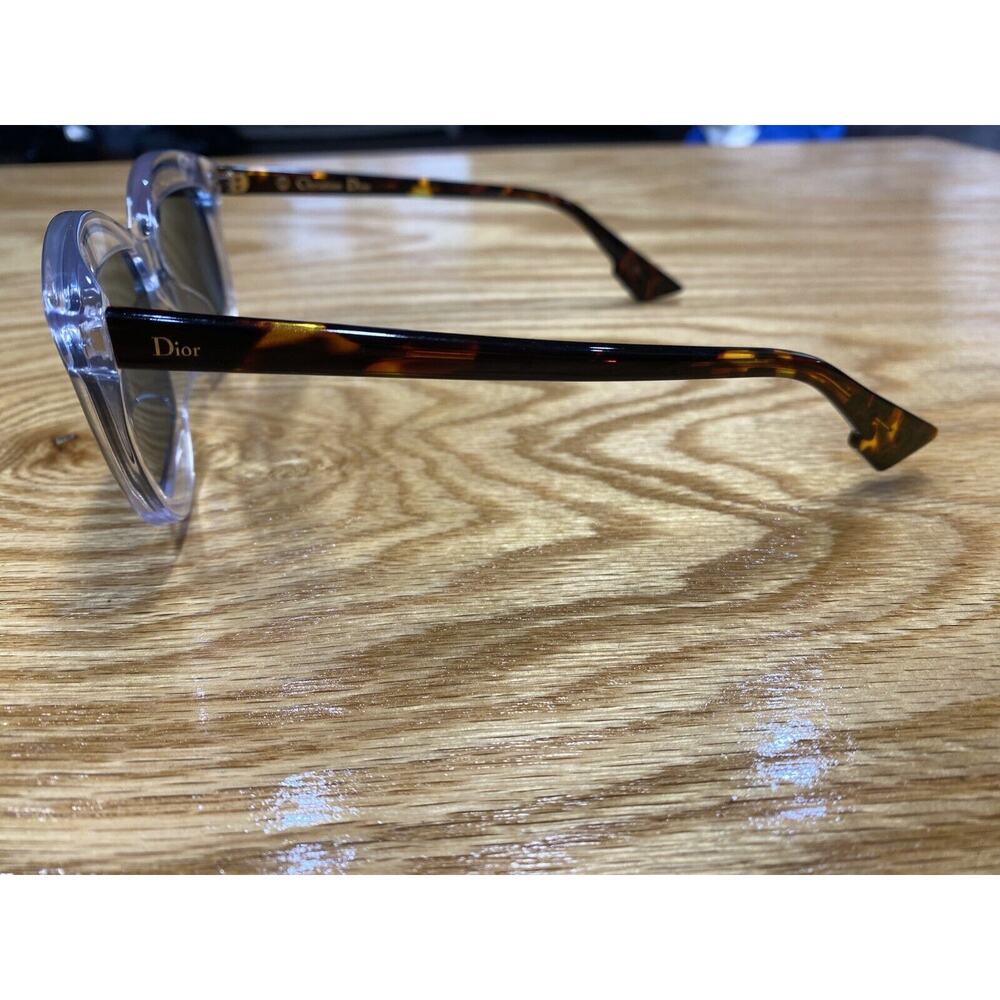 Christian Dior DiorMania 2 Womens Havana Clear Plastic Blue Lense Sunglasses A35 - Picture 3 of 7